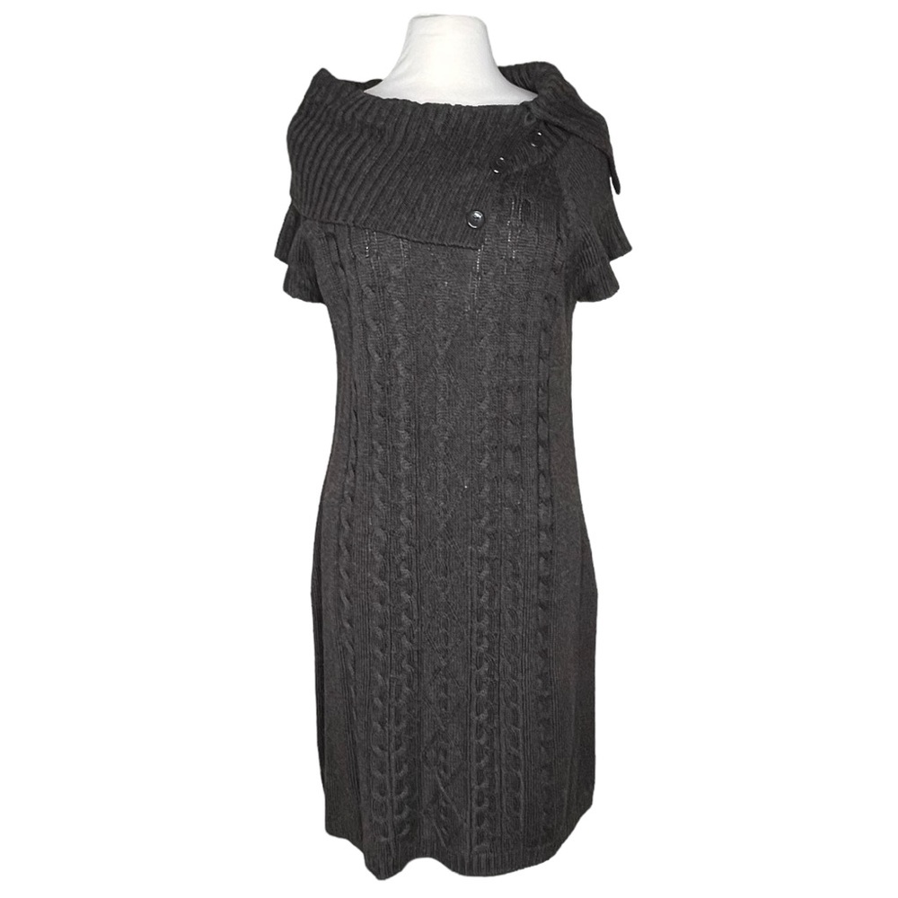Calvin Klein XL cable knit sweater dress brown heather